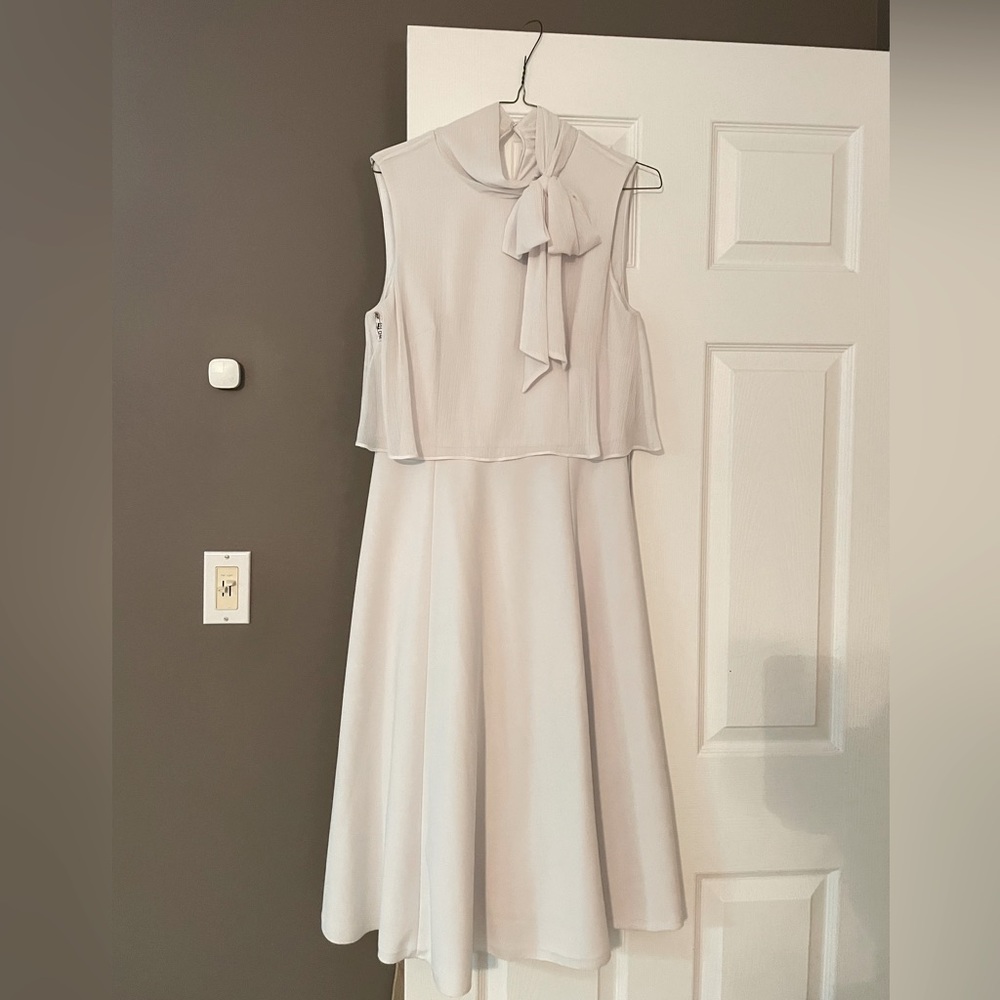 Calvin Klein neck bow white dress!